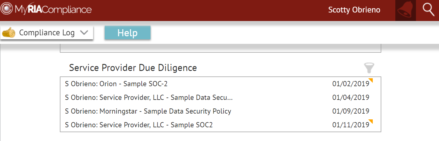 RIA compliance software log