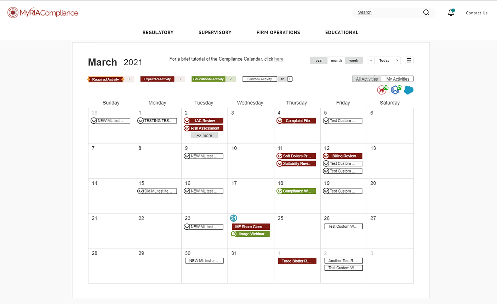 My RIA Compliance Calendar March 2021