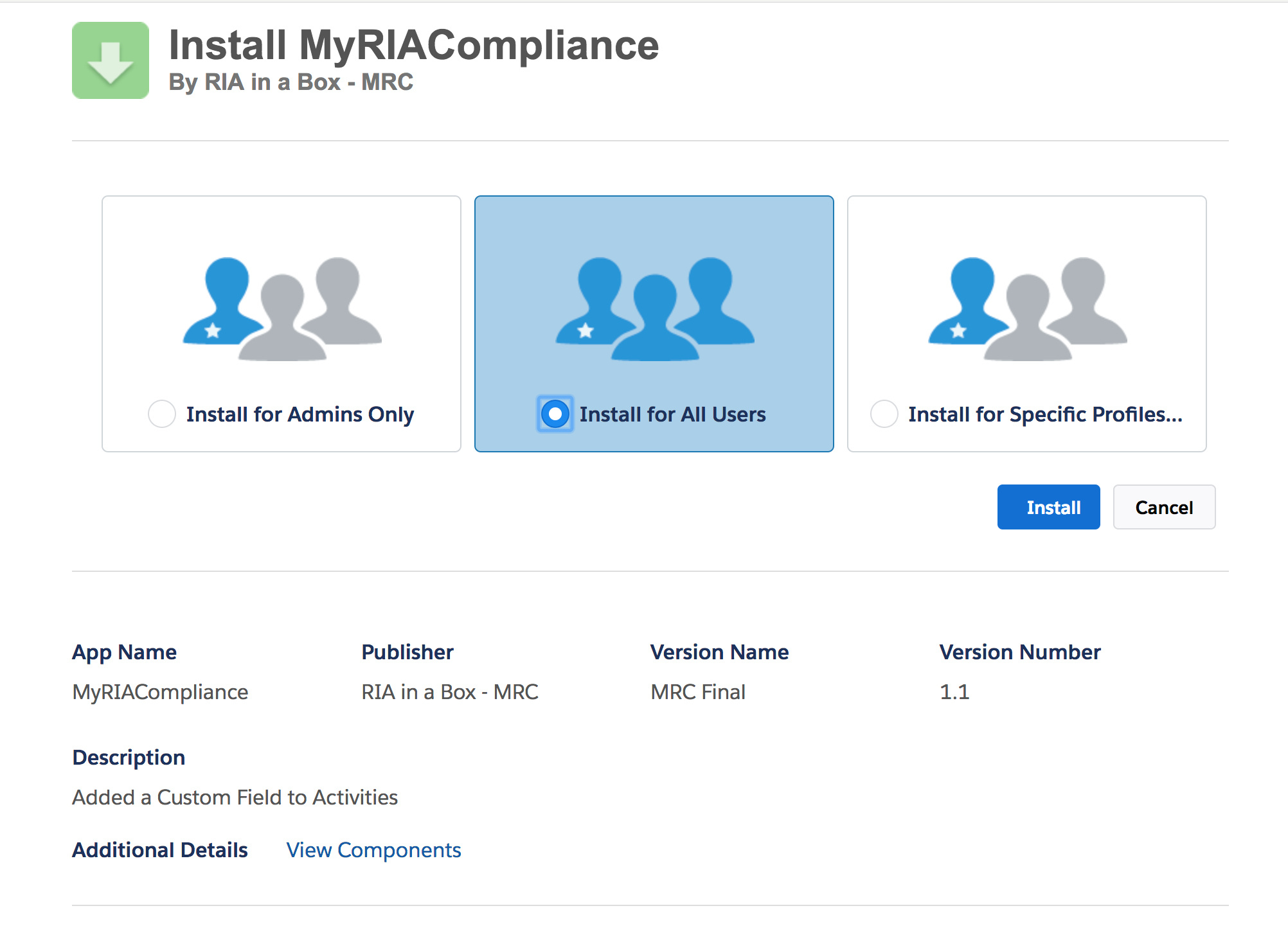 Salesforce RIA compliance app integration