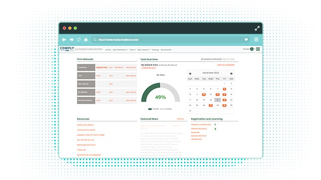 ComplianceGuardian Task Overview Homepage, stylized screenshot