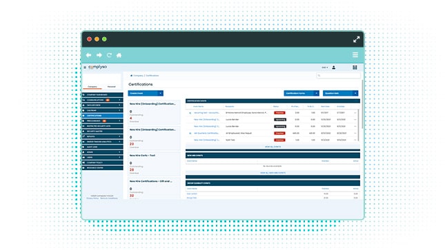 ComplySci Platform Screenshot, Certification Attestation