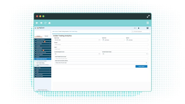 ComplySci Platform Screenshot, Trade Monitoring