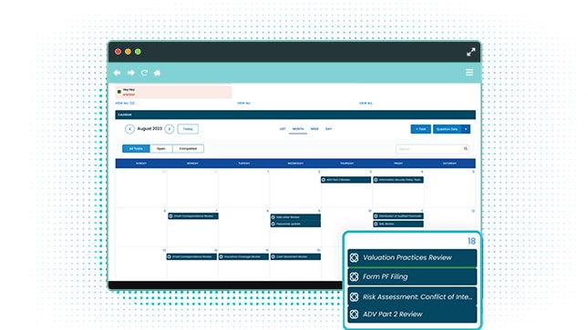 COMPLY Platform, Compliance Calendar Product Screenshot