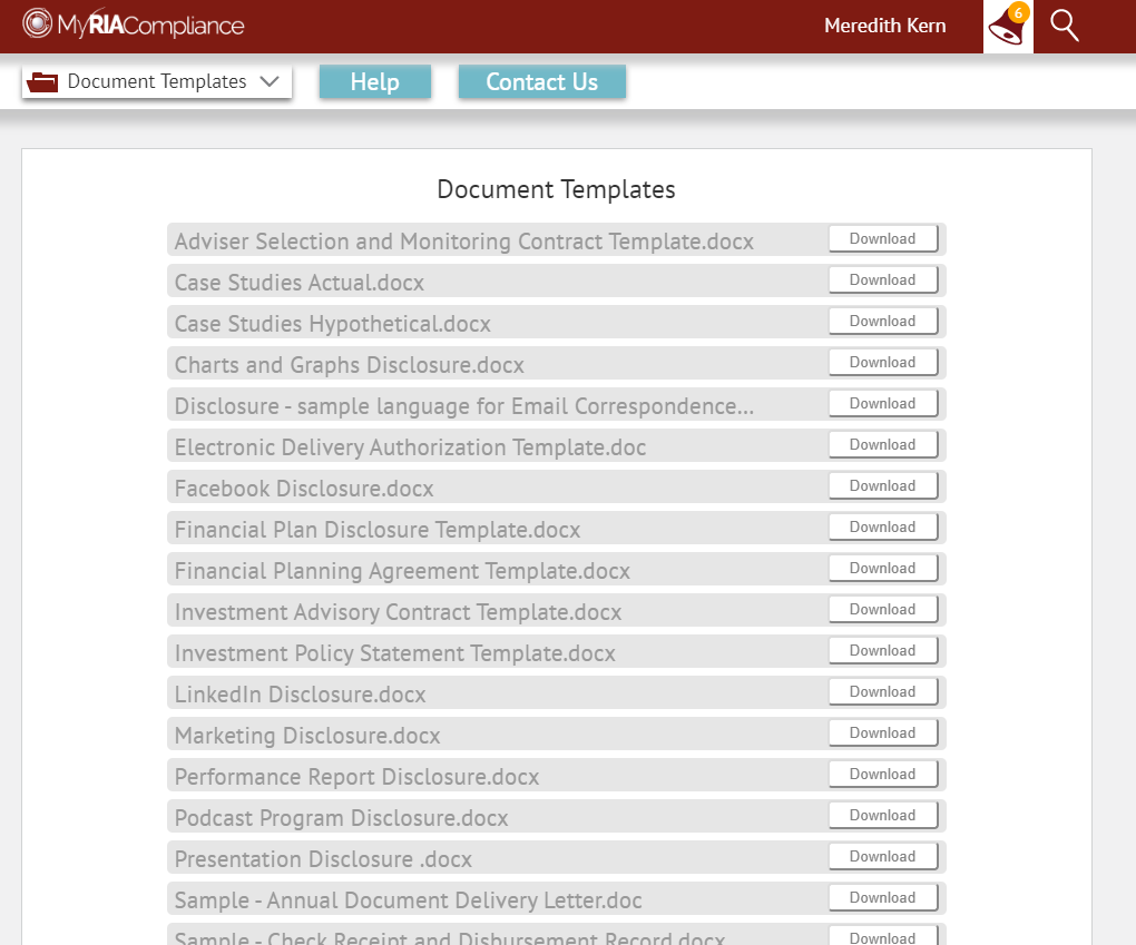 RIA compliance document templates