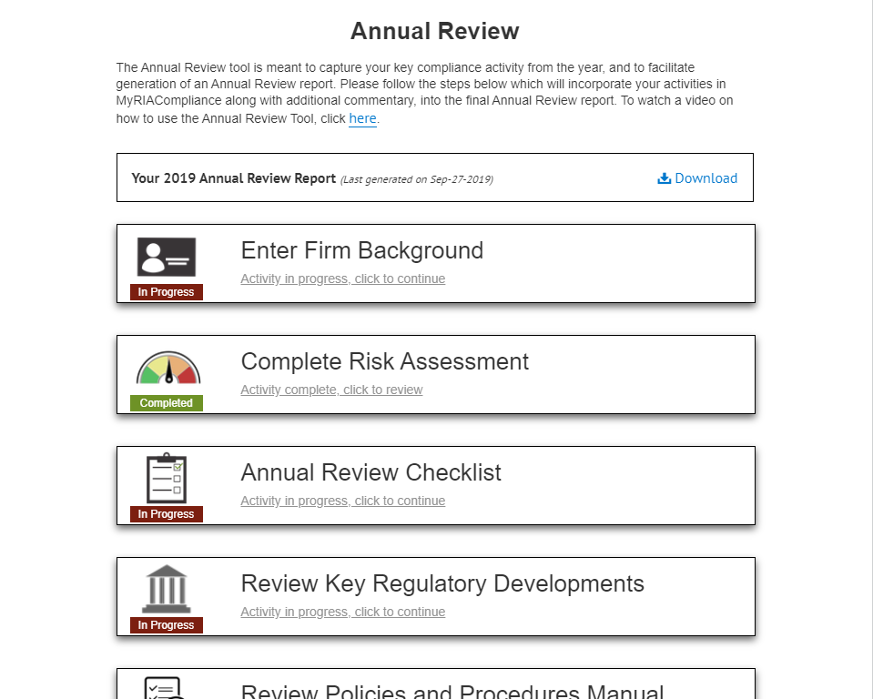 RIA annual compliance program review template