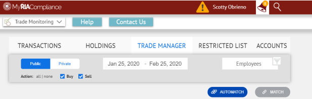 employee trade monitoring automation for RIA firms