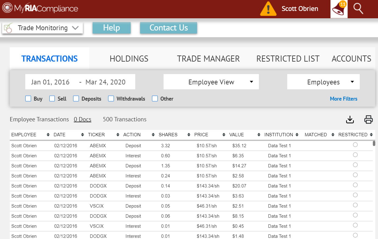 RIA ETM restricted securities list manager