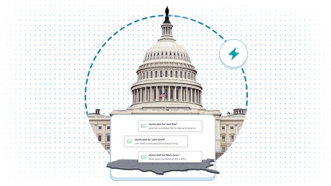 Background image of Washington DC Capitol Building, notification screenshot in the middle of image