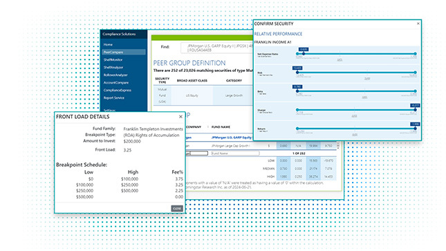 COMPLY Fiduciary Suite screenshots, Peercompare