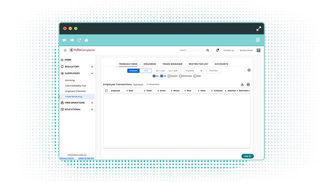 The RIA in a Box Platform, Employee Trade Monitoring Screenshot